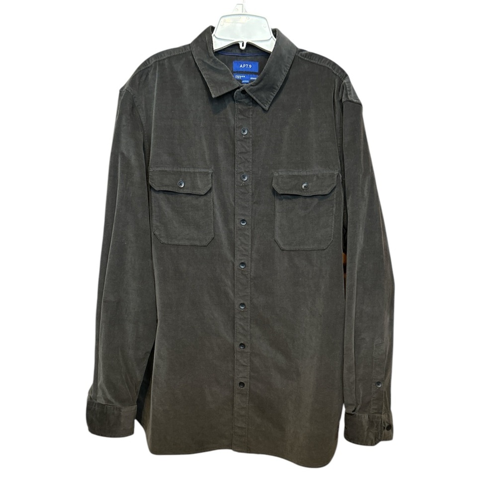 Apt 9 great winter grey men’s button down shirt xl slim fit EUC